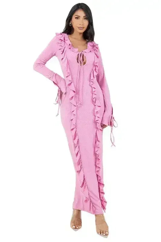 Long Sleeve Bodycon Maxi Dress - Slim Fit | Femstylo - Femstylo