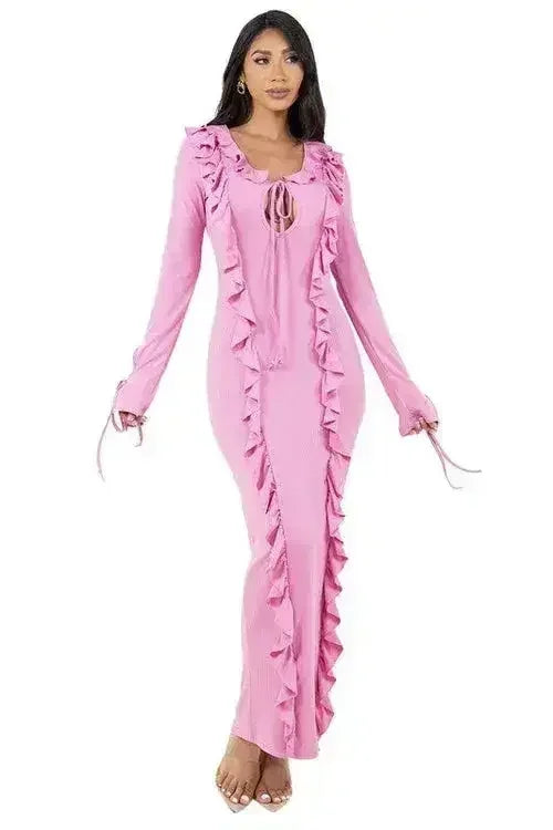 Long Sleeve Bodycon Maxi Dress - Slim Fit | Femstylo - Femstylo