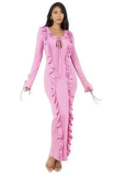 Long Sleeve Bodycon Maxi Dress - Slim Fit | Femstylo - Femstylo