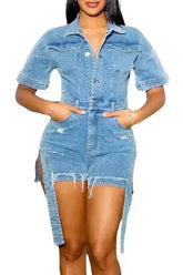Denim Dazzle Romper - Femstylo
