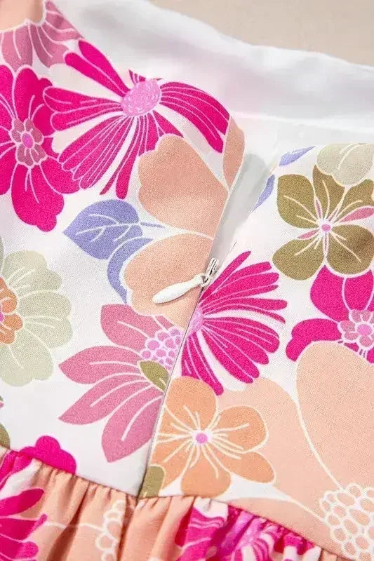 Floral Square Neck Puff Sleeve Babydoll Dress - Femstylo