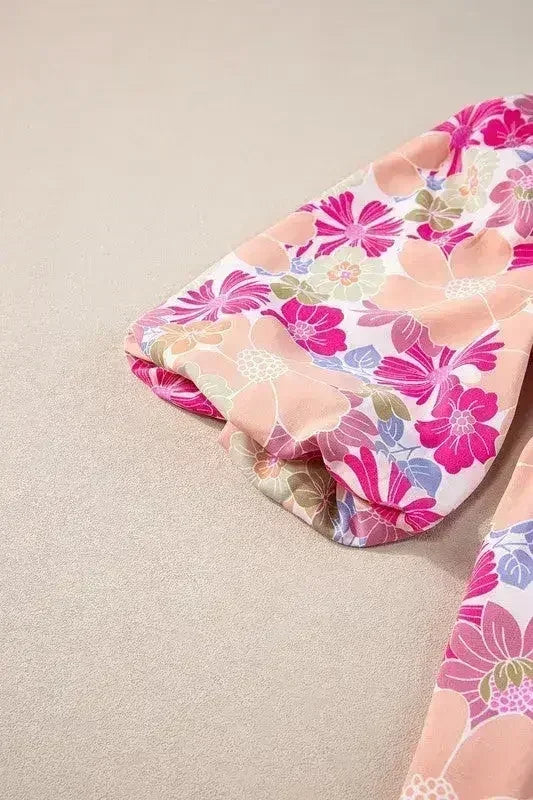 Floral Square Neck Puff Sleeve Babydoll Dress - Femstylo