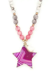Gold Painted Cutout Agate Star Pendant Necklace - Femstylo