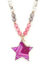 Gold Painted Cutout Agate Star Pendant Necklace - Femstylo