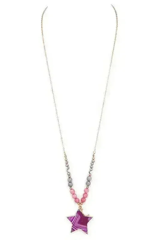 Gold Painted Cutout Agate Star Pendant Necklace - Femstylo