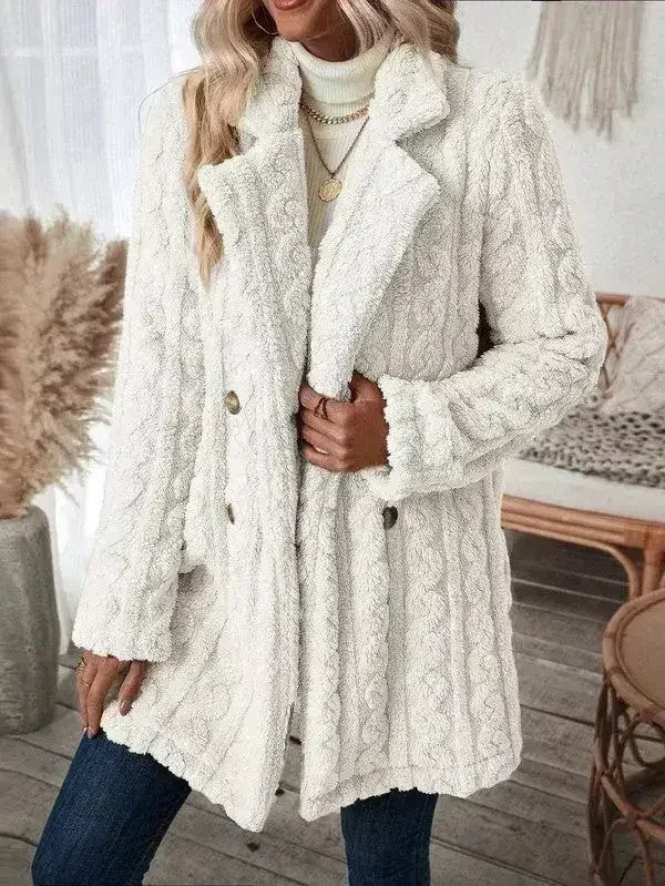 Sherpa long button front coat - Femstylo