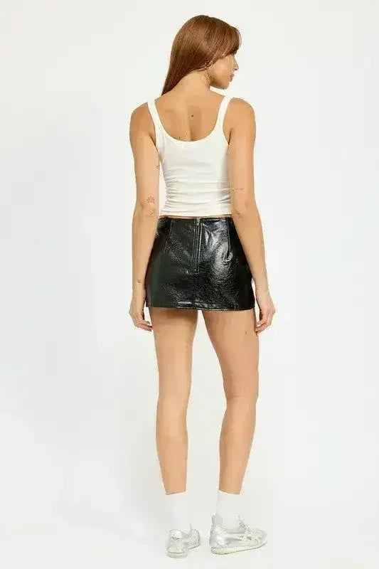 MINI MOTO LEATHER SKIRT - Femstylo