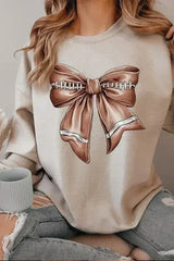 Coquette Football Bow Graphic Fleece Sweatshirts - Femstylo