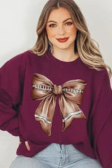 Coquette Football Bow Graphic Fleece Sweatshirts - Femstylo