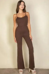 Solid Sleeveless Wide Leg Jumpsuit - Femstylo