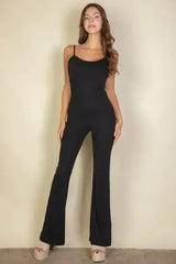 Solid Sleeveless Wide Leg Jumpsuit - Femstylo