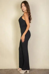 Solid Sleeveless Wide Leg Jumpsuit - Femstylo