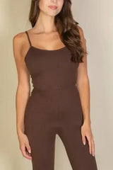 Solid Sleeveless Wide Leg Jumpsuit - Femstylo