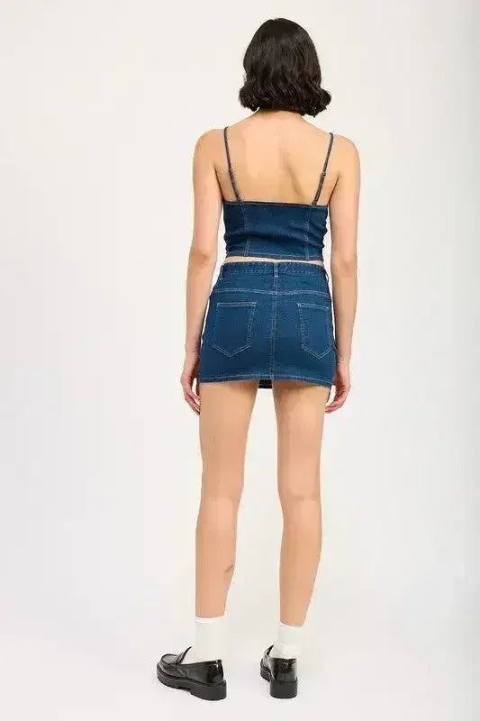 Lace Up Denim Mini Skirt for Women - 100% Cotton | Femstylo - Femstylo
