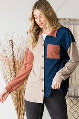 Color Block Button-Down Shirt - Modern Contrast Top | Femstylo - Femstylo