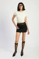 PEAKABOO LACE TRIM MIN SKIRT - Femstylo