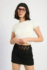 PEAKABOO LACE TRIM MIN SKIRT - Femstylo