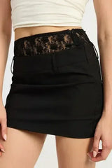 PEAKABOO LACE TRIM MIN SKIRT - Femstylo