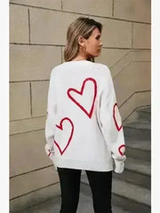 White & Red Heart Sweater – Playful Valentine’s Style - Femstylo