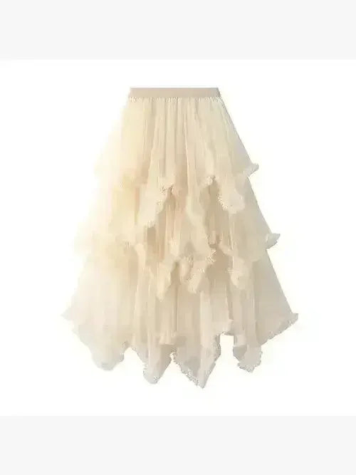 Layered Mesh High Waist Skirt – Sheer Tiered with Shorts - Femstylo