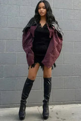 Two-Tone Puff Sleeve Bomber Jacket - Femstylo