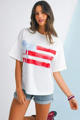White Flag Bow Graphic Crewneck Tee - Femstylo