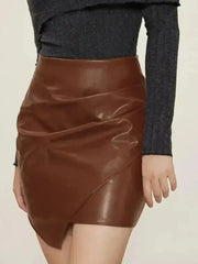 Ruched Mini Skirt with Zipper - Femstylo