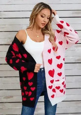 Two Tone Heart Cardigan - Oversized & Cozy | S-XL | Femstylo - Femstylo