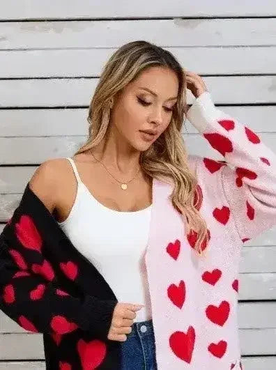 Two Tone Heart Cardigan - Oversized & Cozy | S-XL | Femstylo - Femstylo