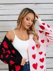 Two Tone Heart Cardigan - Oversized & Cozy | S-XL | Femstylo - Femstylo
