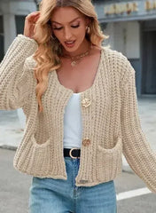 Cropped Knit Cardigan - Versatile Layer | Femstylo - Femstylo