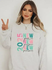 2025 New Year Graphic Crew Sweatshirt - Femstylo