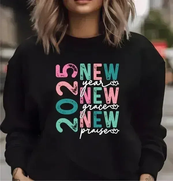 2025 New Year Graphic Crew Sweatshirt - Femstylo