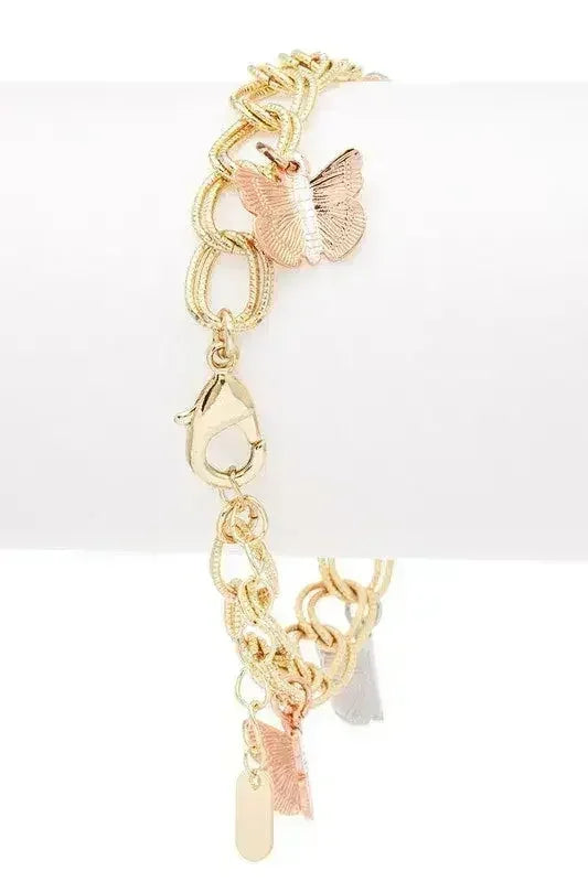 Butterfly Charm Mix Tone Bracelet - Femstylo