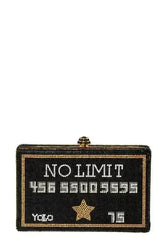 NO LIMIT YOLO Credit Card Rhinestone Clutch - Femstylo