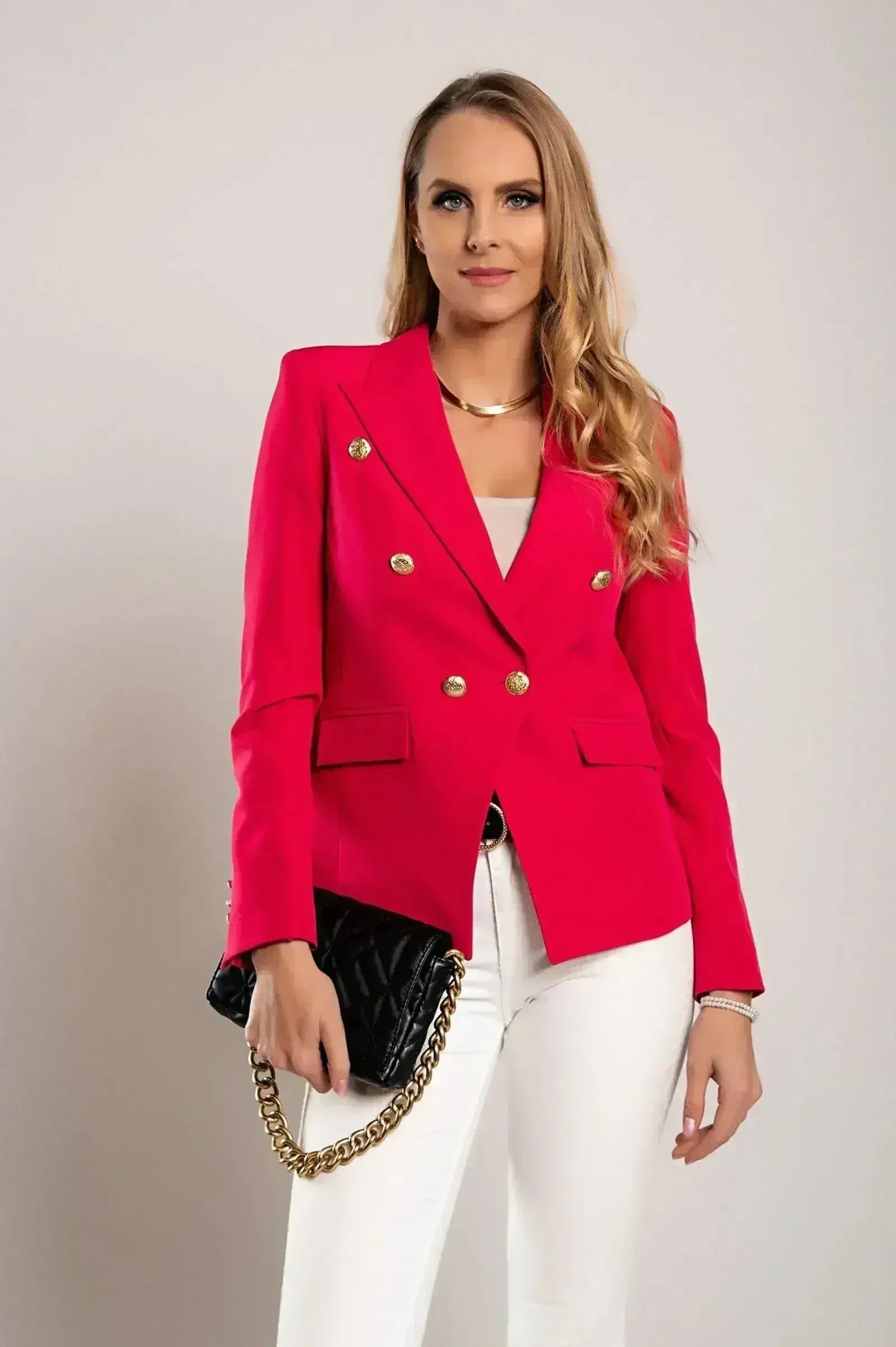 Fuchsia Caorla Red Blazer - Italian Made | Sizes S-3XL - Femstylo