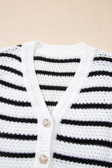 Sky Blue Striped V Neck Button Knit Vest
