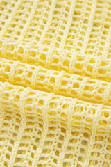 Pink Side Tie Hollow-out Crochet Knit Top