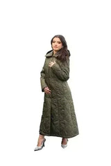 Quilted Single Breasted Longline Hooded Coat - Femstylo