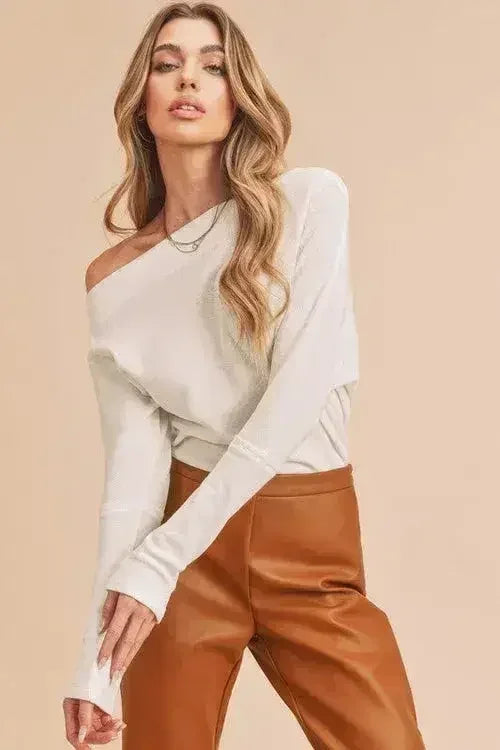 Aemi + Co One Shoulder Long Sleeve Knit Top - Femstylo