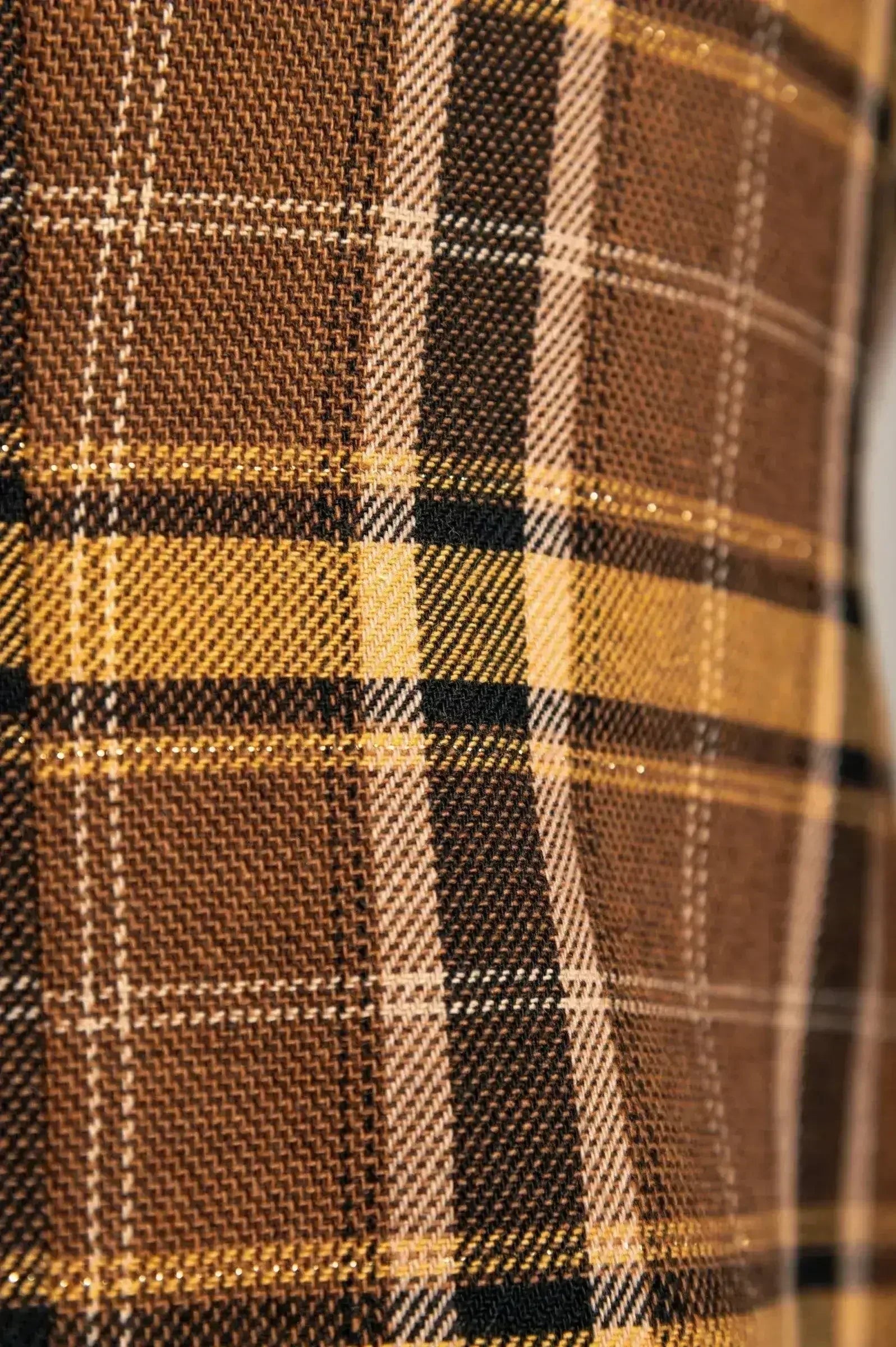 Brown Plaid Chiarana Blazer - Mustard Accents | Italian Made - Femstylo