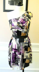 One Shoulder Belted Printed Dress - Femstylo