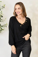 Buttoned Long Sleeve Blouse - Classic Modern Top | Femstylo - Femstylo
