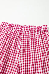 Fiery Red Gingham Casual Loose Pants