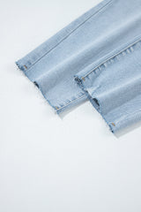 Beau Blue Mid Rise Ankle-Length Distressed Skinny Jeans