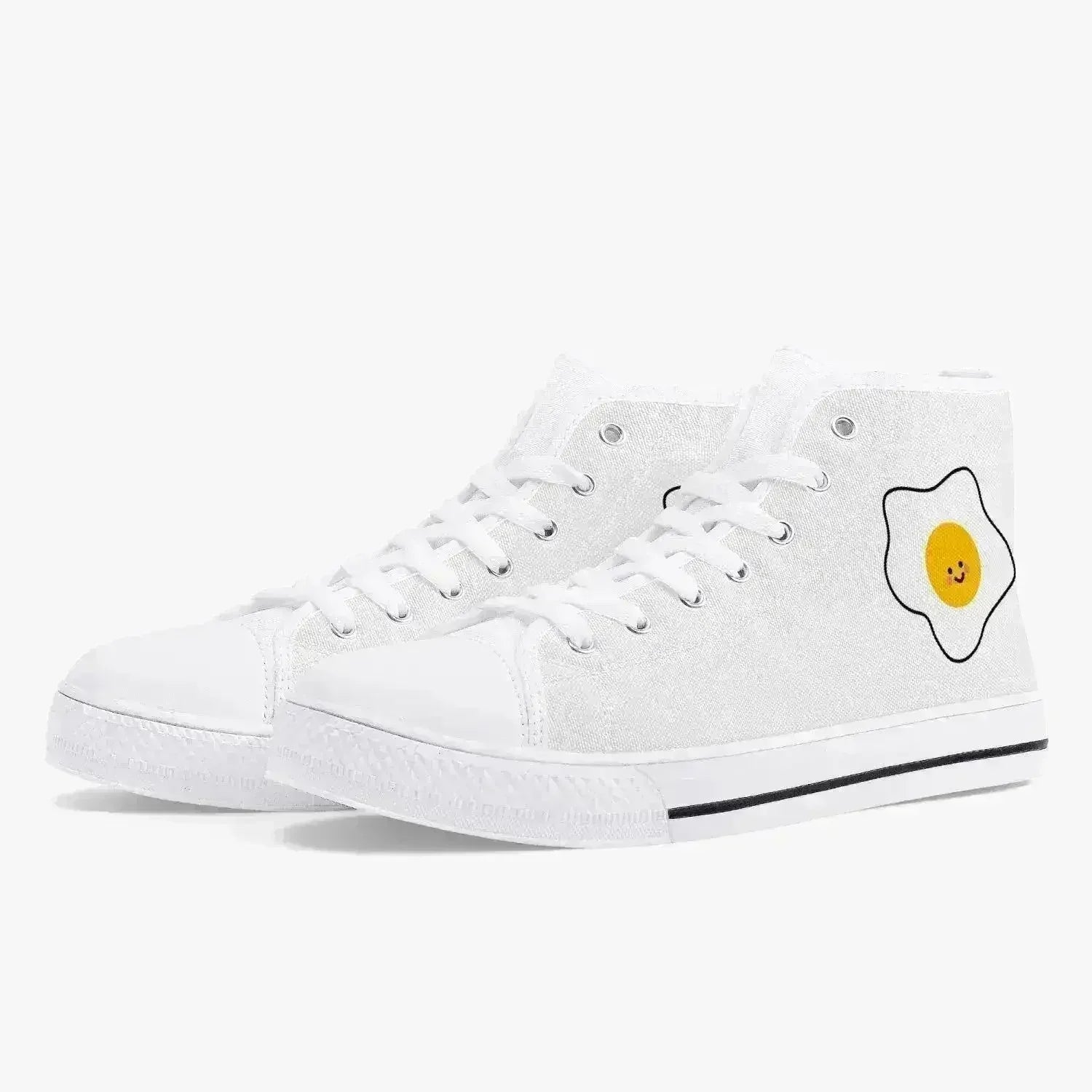Jacki Easlick Lux Egg Classic High-Top Canvas Sneakers - White/Black - Femstylo