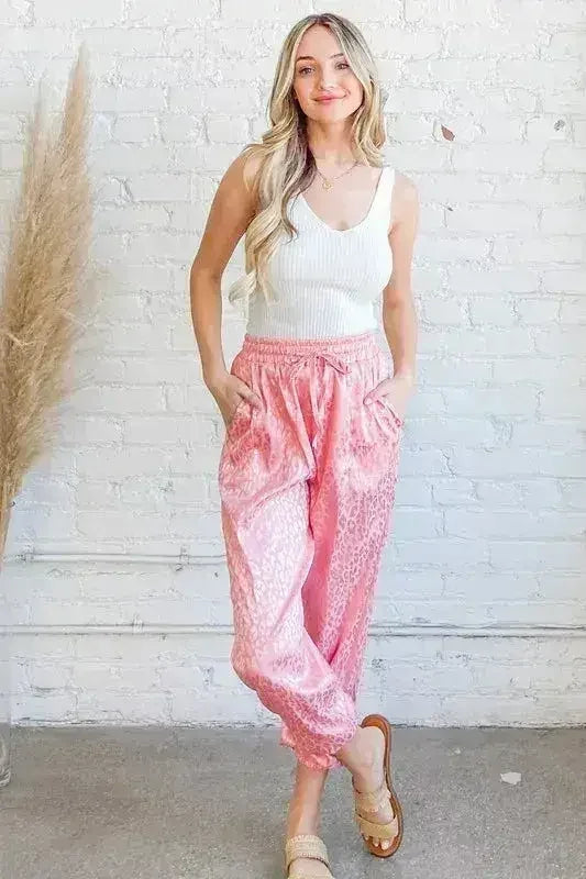 And The Why Satin Leopard Print Joggers - Femstylo