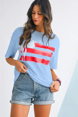 White Flag Bow Graphic Crewneck Tee - Femstylo