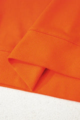 Fiery Red Striped Sleeve Loose Fit Sweatshirt - Femstylo