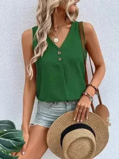 Solid Color V-Neck Tank - Femstylo